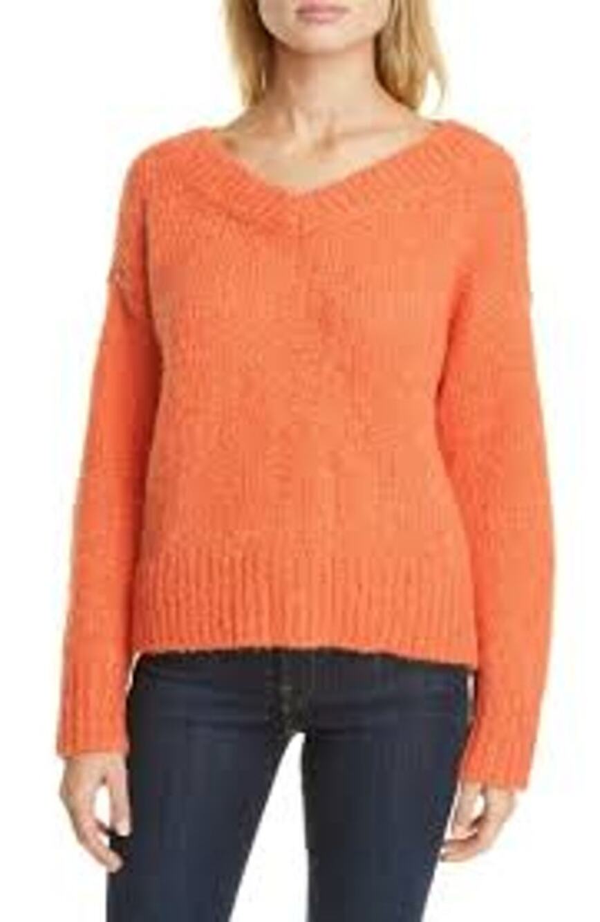 Club Monaco Women's Small Orange Wool Blend Sweater Retail $179